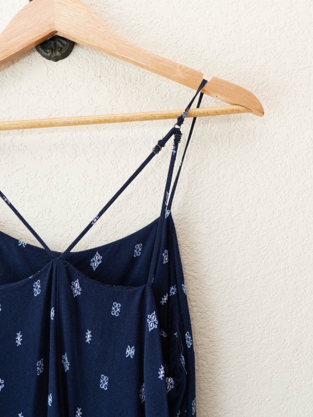 Eyeshadow Wide Leg Jumpsuit XL Blue Boho Print Strappy Back Pockets Flowy Summer - Picture 10 of 12